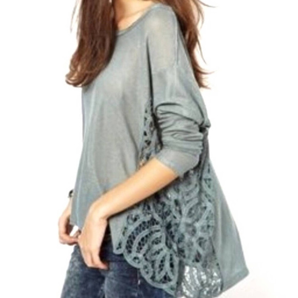 Free People Love Me Do Pullover Crochet Tunic Top